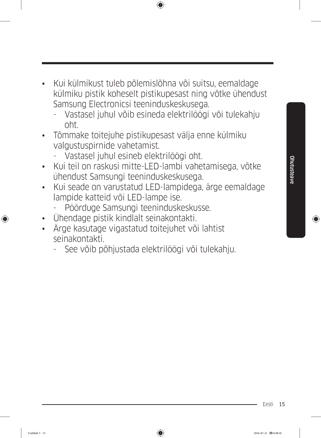 Samsung RB37K63632C/EF, RB34K6032SS/EF, RB37K63611L/EF, RB34K6232SS/EF manual Eesti  